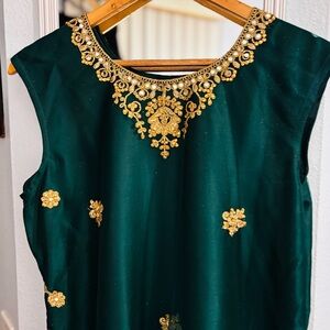 Elegant Green Embroidered Dress